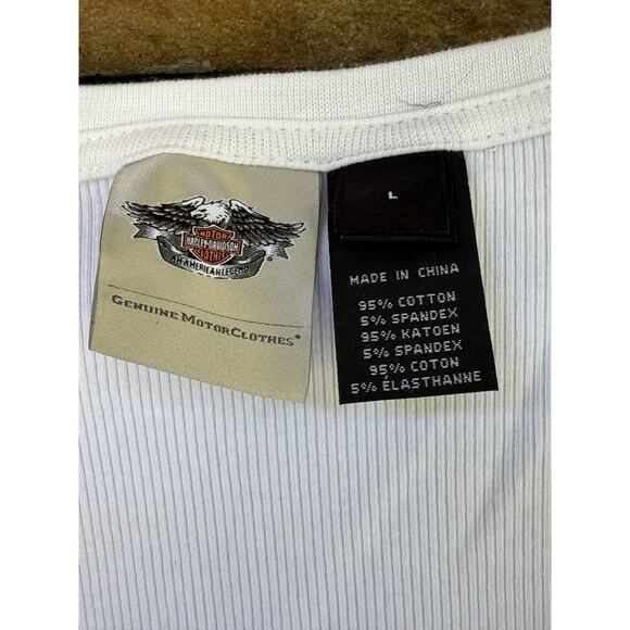 Harley Davidson Ribbed VNeck Shirt-Size Large - Picture 3 of 6